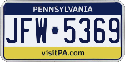 PA license plate JFW5369