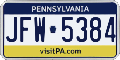PA license plate JFW5384