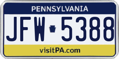 PA license plate JFW5388