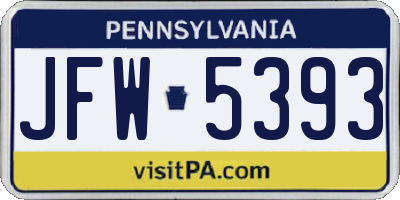 PA license plate JFW5393