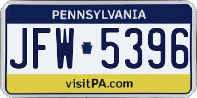 PA license plate JFW5396