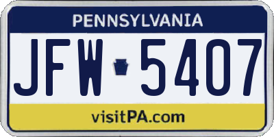PA license plate JFW5407