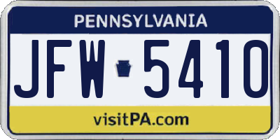 PA license plate JFW5410