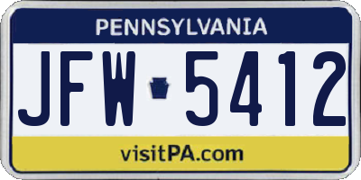 PA license plate JFW5412