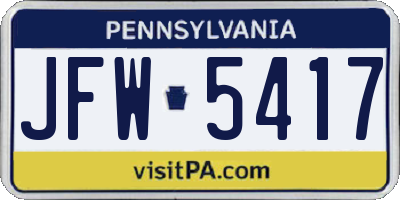 PA license plate JFW5417