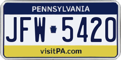 PA license plate JFW5420