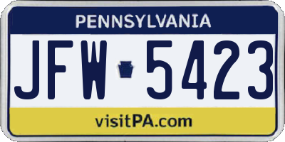 PA license plate JFW5423