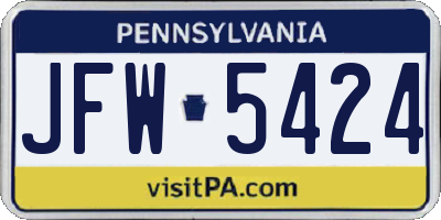 PA license plate JFW5424