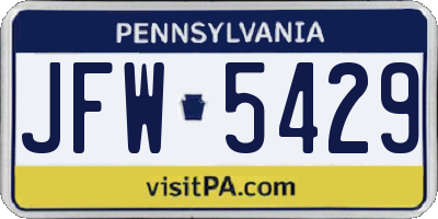 PA license plate JFW5429