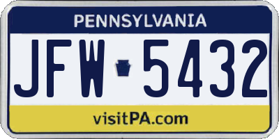 PA license plate JFW5432