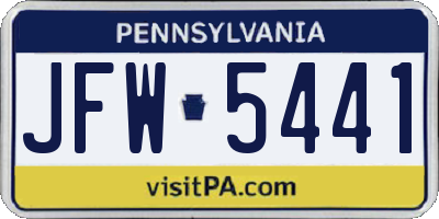 PA license plate JFW5441