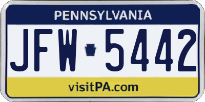 PA license plate JFW5442