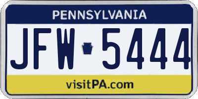 PA license plate JFW5444