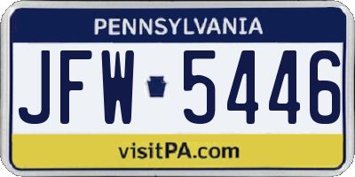PA license plate JFW5446