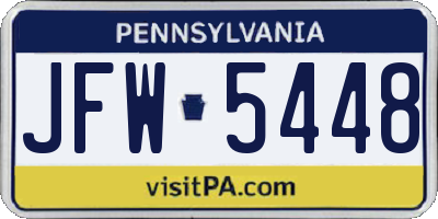 PA license plate JFW5448