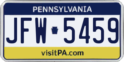 PA license plate JFW5459