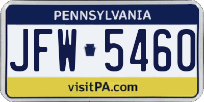 PA license plate JFW5460