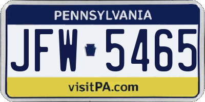 PA license plate JFW5465
