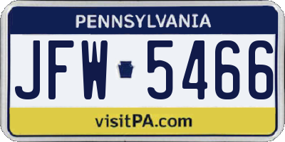 PA license plate JFW5466
