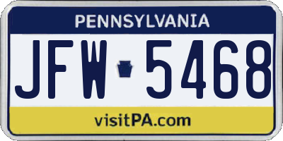 PA license plate JFW5468