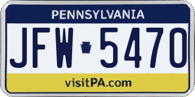 PA license plate JFW5470