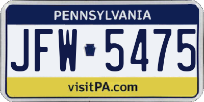 PA license plate JFW5475