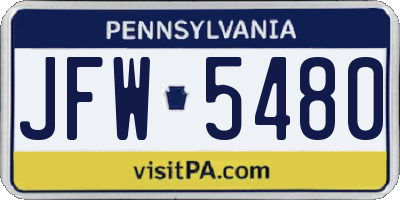 PA license plate JFW5480