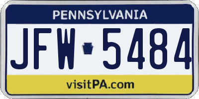 PA license plate JFW5484