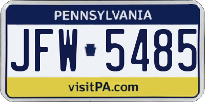 PA license plate JFW5485