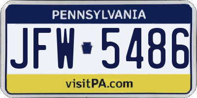 PA license plate JFW5486