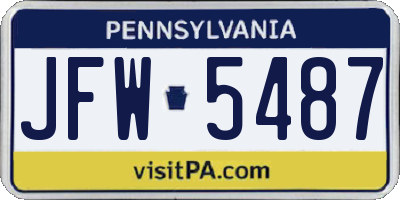 PA license plate JFW5487