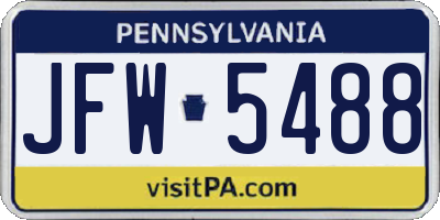 PA license plate JFW5488