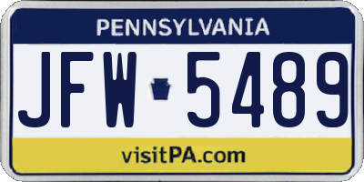 PA license plate JFW5489