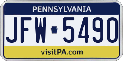 PA license plate JFW5490