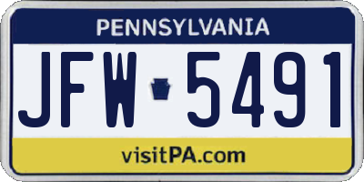 PA license plate JFW5491
