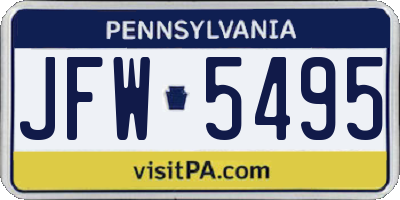 PA license plate JFW5495