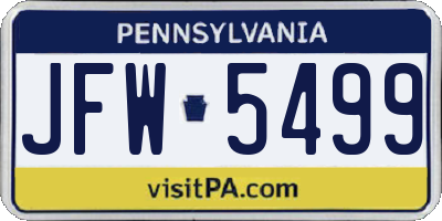 PA license plate JFW5499