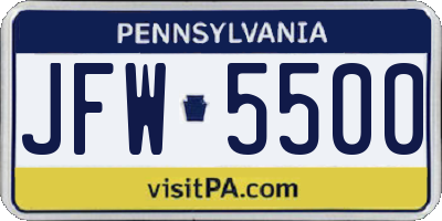 PA license plate JFW5500