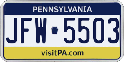 PA license plate JFW5503