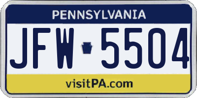PA license plate JFW5504
