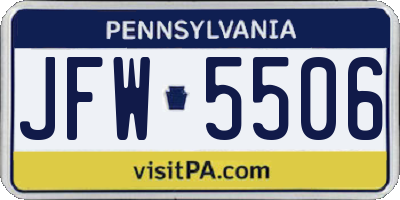 PA license plate JFW5506