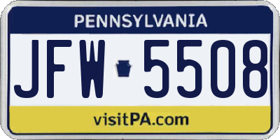 PA license plate JFW5508