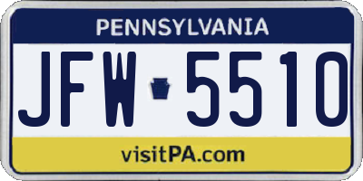 PA license plate JFW5510