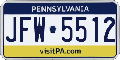 PA license plate JFW5512