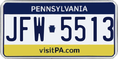 PA license plate JFW5513