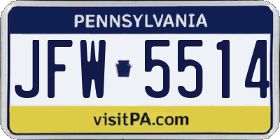PA license plate JFW5514
