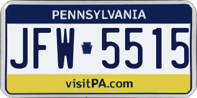 PA license plate JFW5515