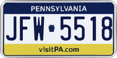 PA license plate JFW5518