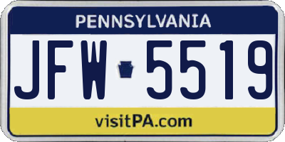 PA license plate JFW5519