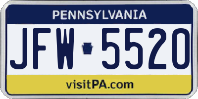 PA license plate JFW5520